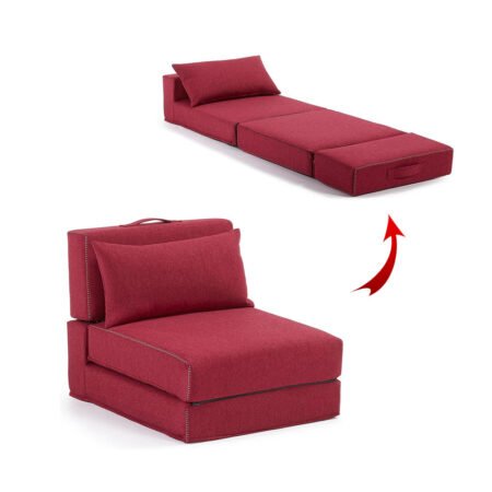 Fauteuil Lit Pliable Avec Coussin Couleur Rouge (F108)