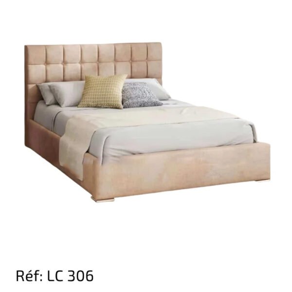 Lit Capitonné Tissu Velours Anti-taches Haute Qualité - LC306