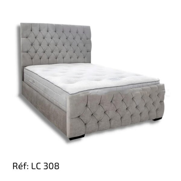 Lit Capitonné Tissu Velours Anti-taches Haute Qualité - LC308