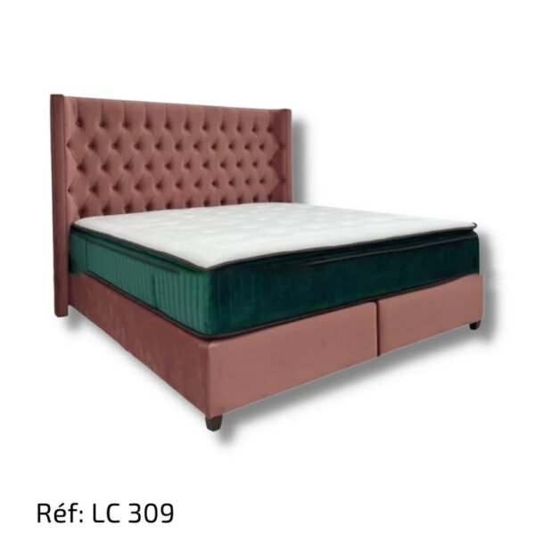 Lit Capitonné Tissu Velours Anti-taches Haute Qualité - LC309