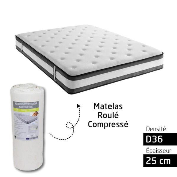 Matelas Mousse D36 Orthopédique 2 Places Épaisseur 25 cm