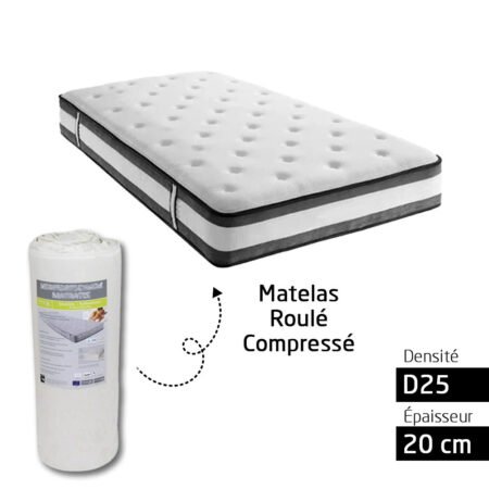 Matelas Roulé Compressé D25 20cm 1 Place