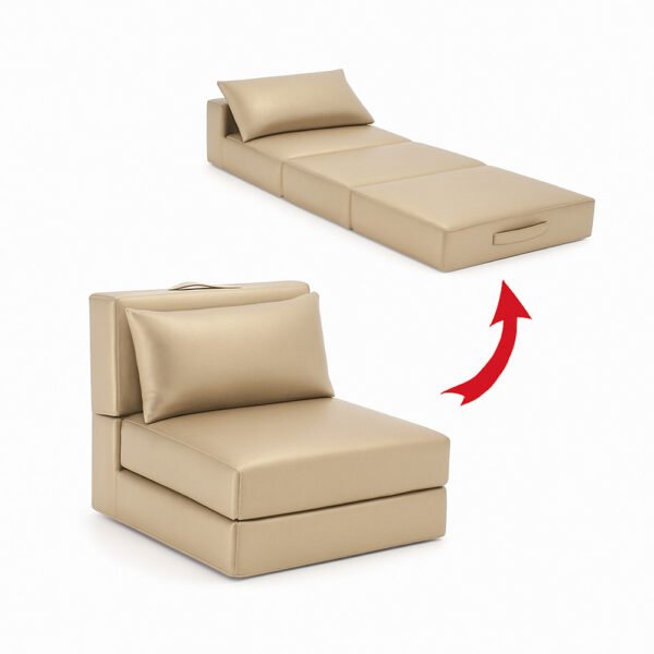 Fauteuil Lit Pliable Beige Satine