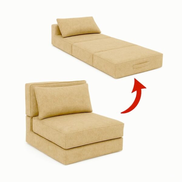 Fauteuil Lit Pliable Beige Caramel